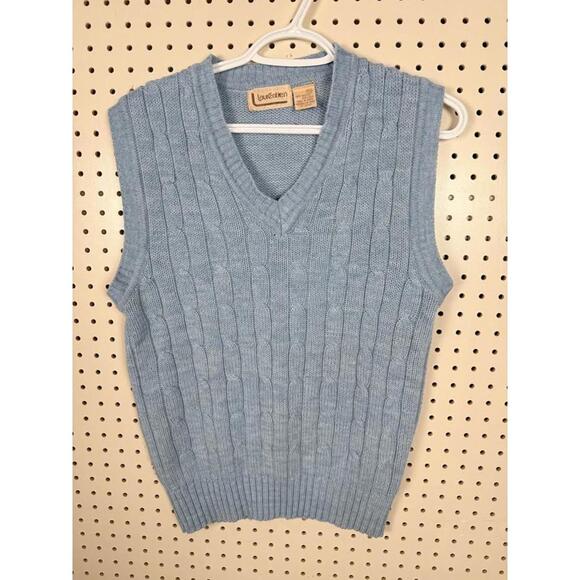 Other - Vintage Laurentien Light Blue Cable Knit V-Neck Sweater Vest mens